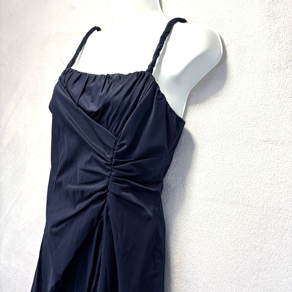 Adrianna Papell‎ Occasions Ruched Formal Dress Womens 6 Navy Blue Maxi Gown - Picture 5 of 14